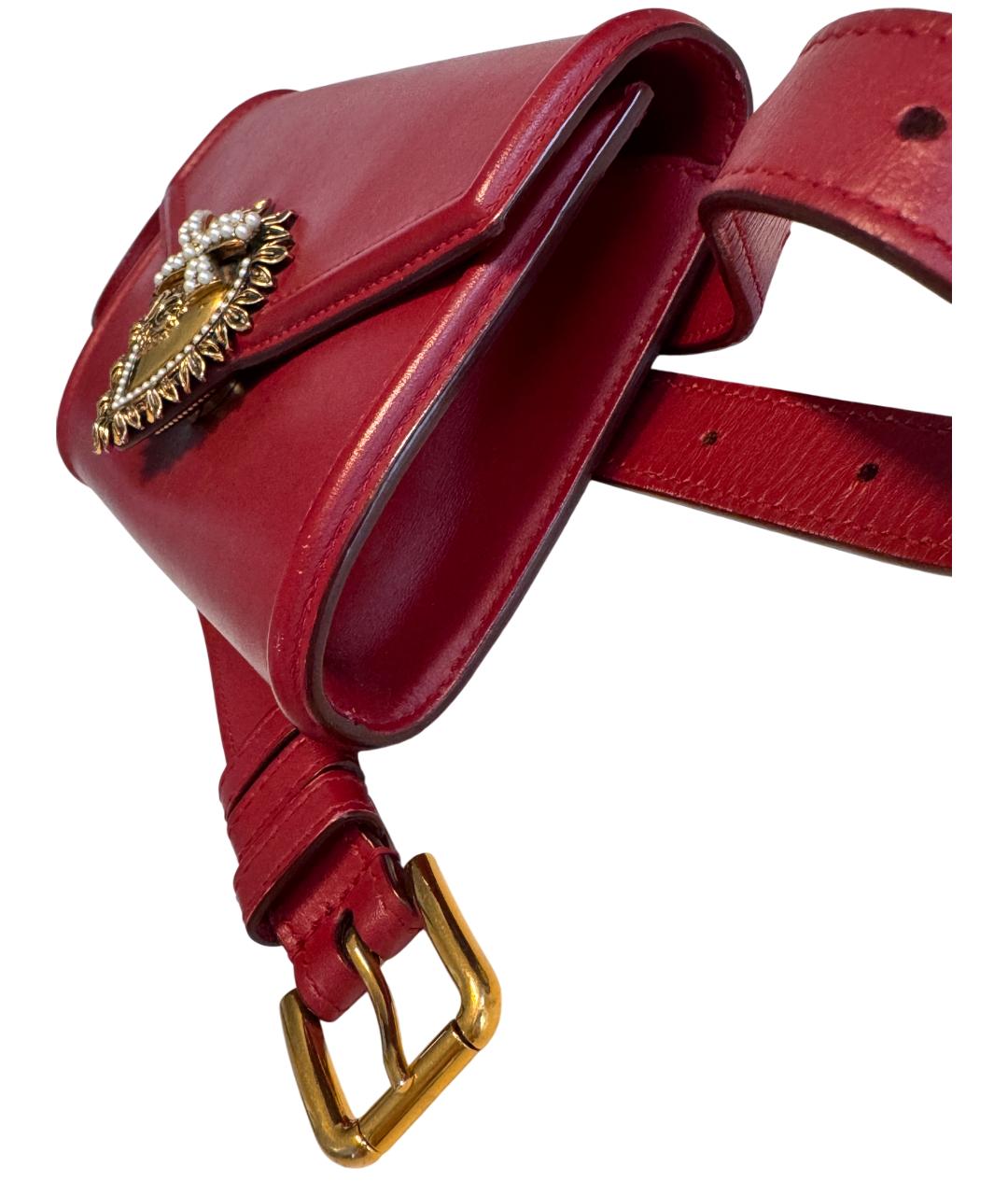 DOLCE&GABBANA Красная кожаная поясная сумка, фото 2