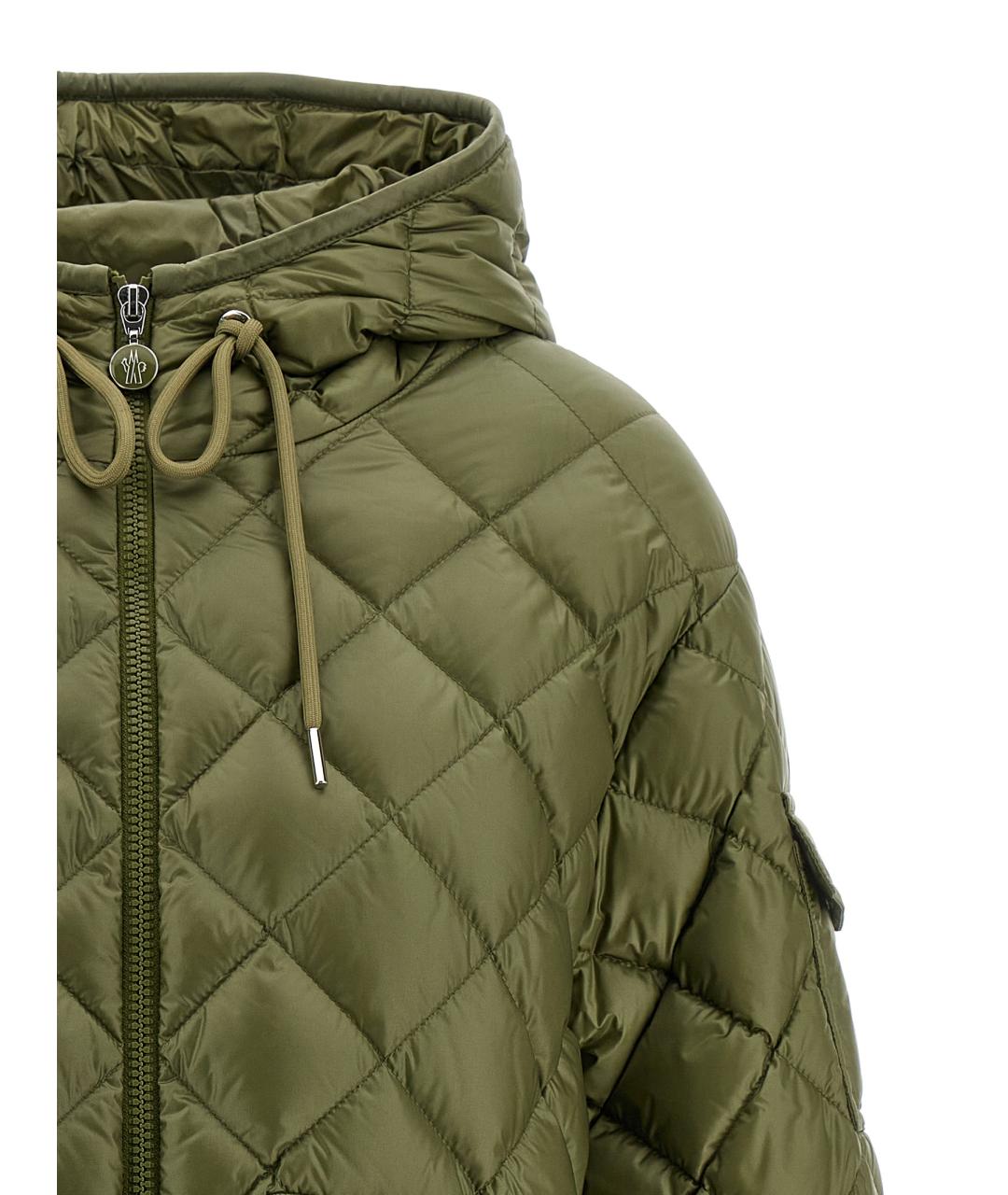 MONCLER Зеленый полиамидовый пуховик, фото 3