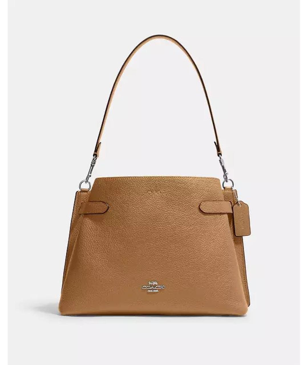 COACH Коричневая кожаная сумка через плечо, фото 5
