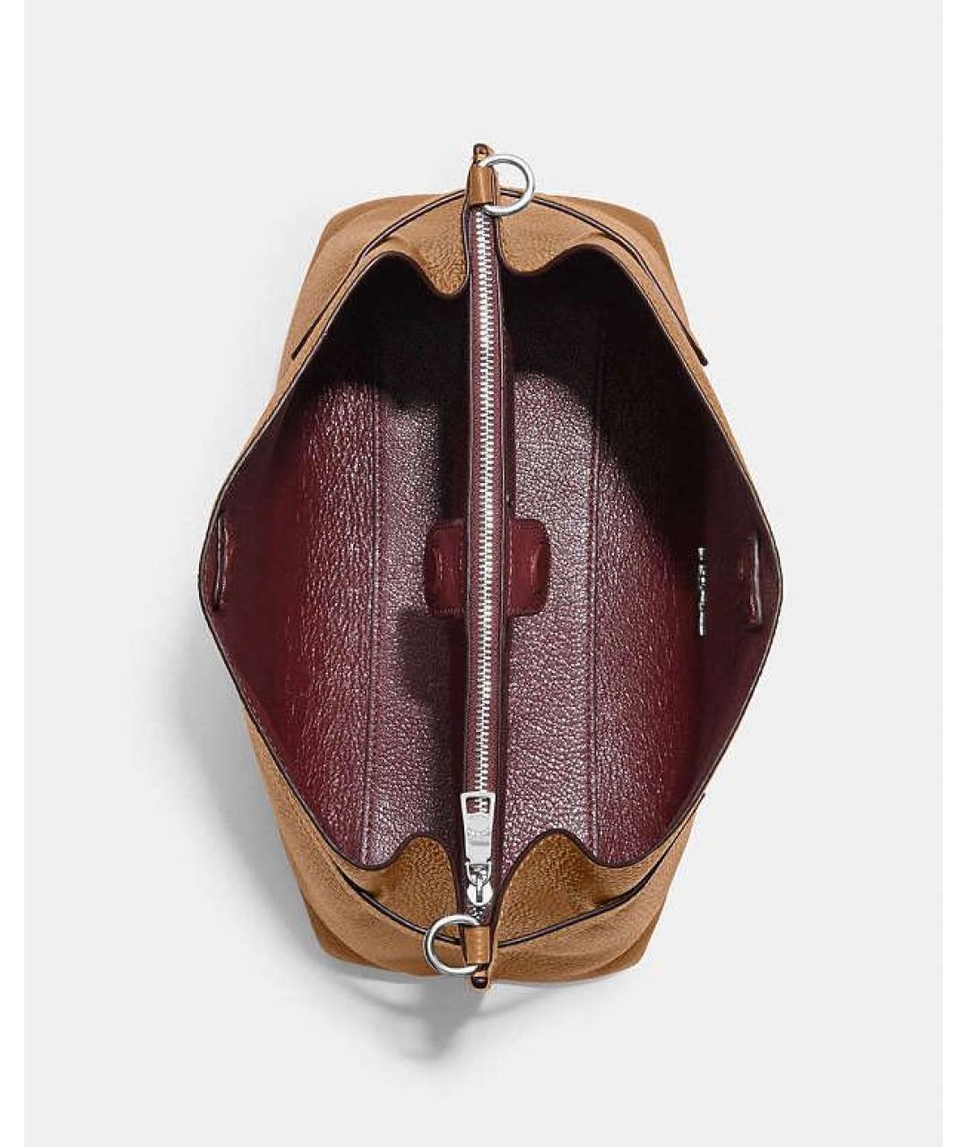 COACH Коричневая кожаная сумка через плечо, фото 4