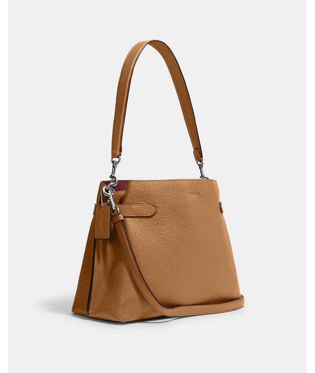 COACH Коричневая кожаная сумка через плечо, фото 2