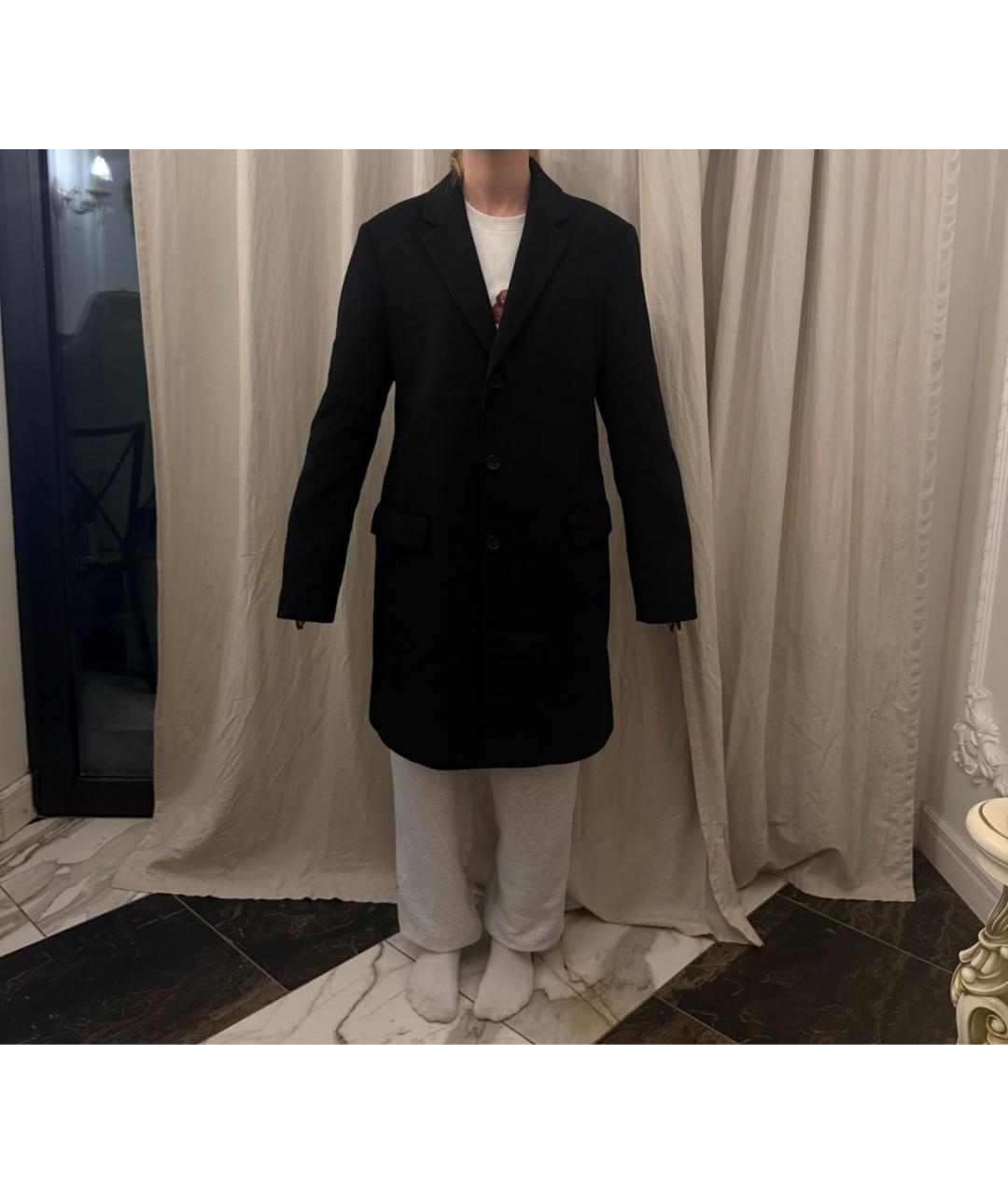 HUGO BOSS Черное шерстяное пальто, фото 2