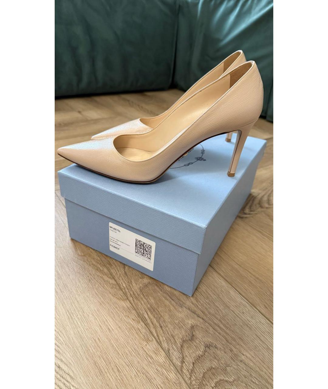 PRADA Бежевые кожаные туфли, фото 6