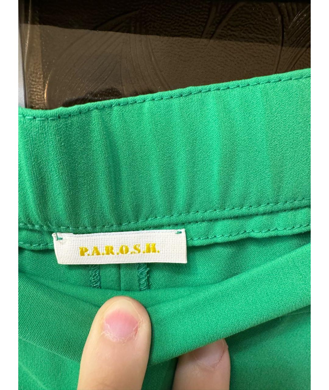 P.A.R.O.S.H. Зеленые полиэстеровые брюки широкие, фото 2