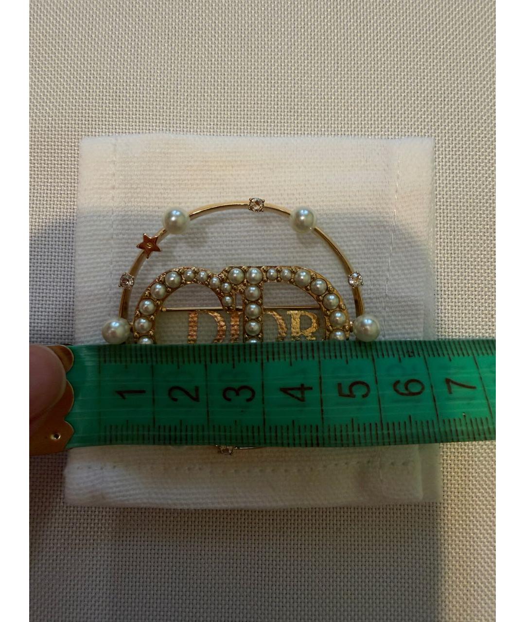 CHRISTIAN DIOR Золотая металлическая булавка / брошь, фото 5