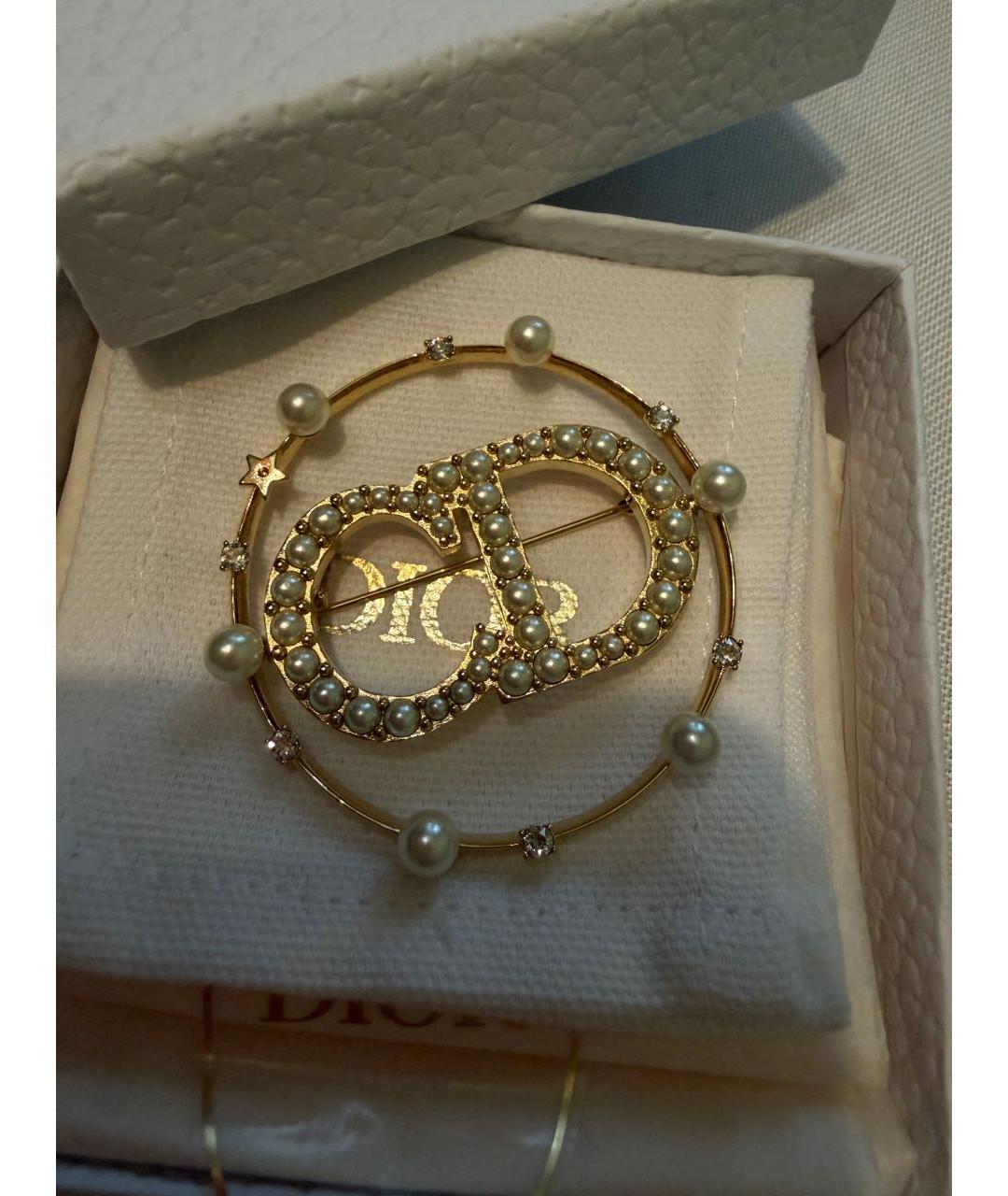 CHRISTIAN DIOR Золотая металлическая булавка / брошь, фото 3