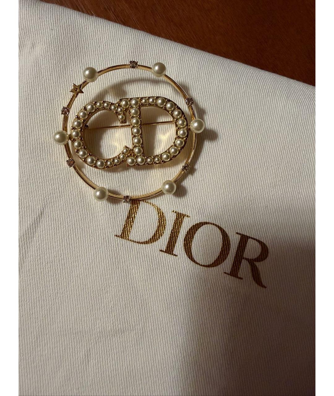 CHRISTIAN DIOR Золотая металлическая булавка / брошь, фото 8