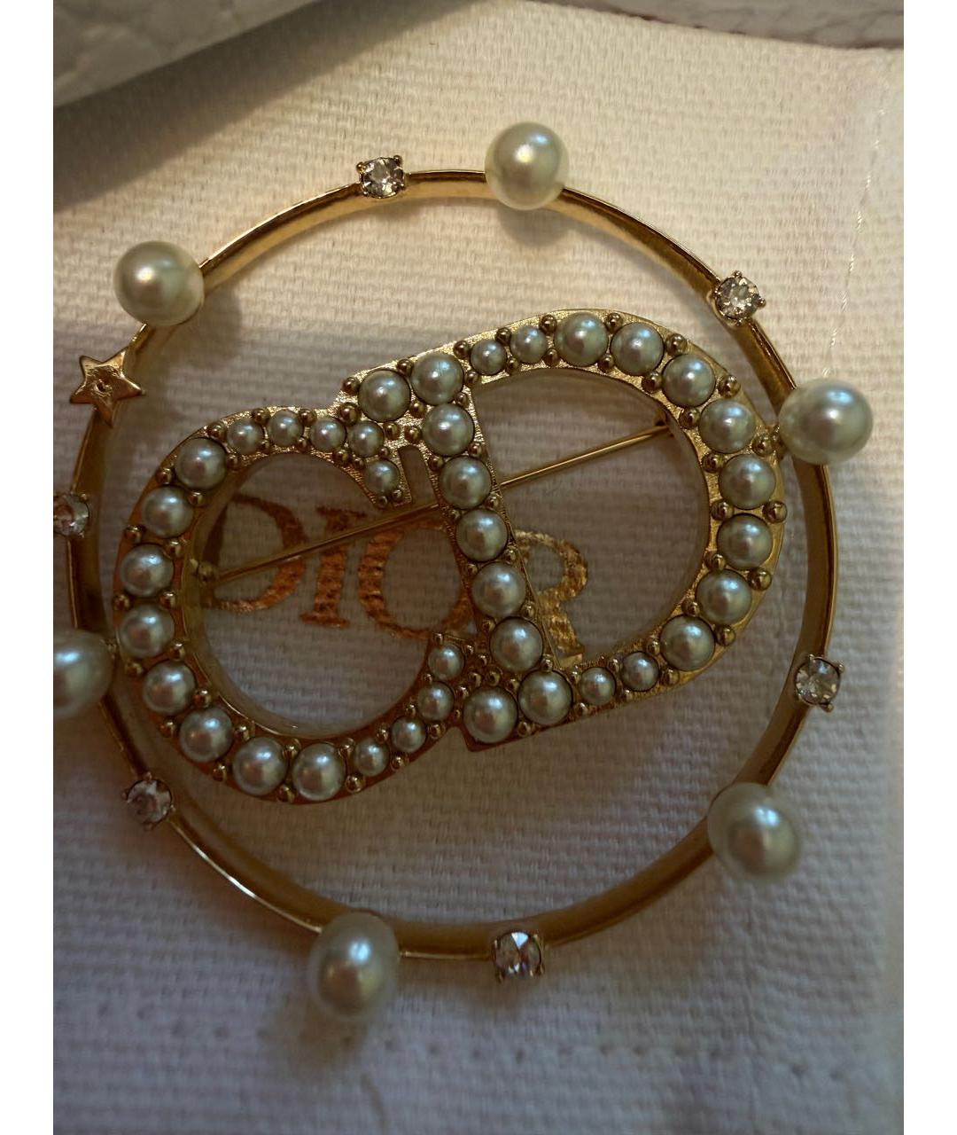 CHRISTIAN DIOR Золотая металлическая булавка / брошь, фото 4