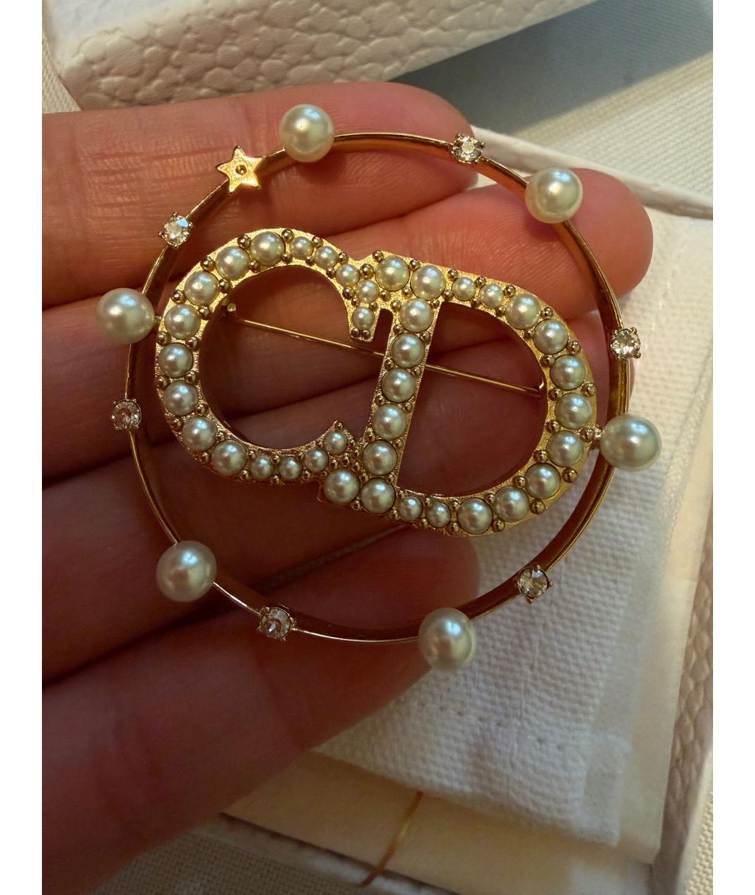 CHRISTIAN DIOR Золотая металлическая булавка / брошь, фото 7