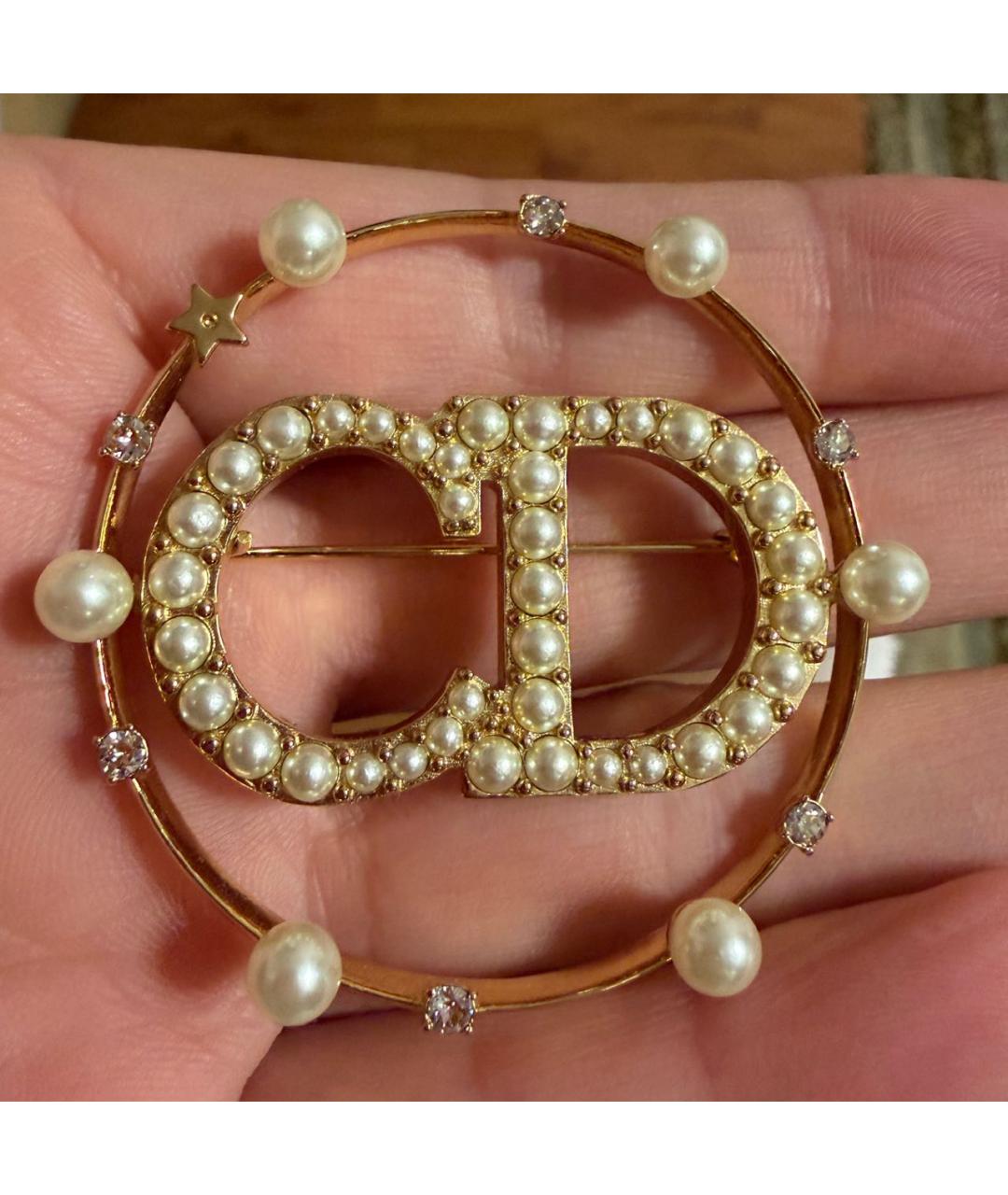 CHRISTIAN DIOR Золотая металлическая булавка / брошь, фото 2