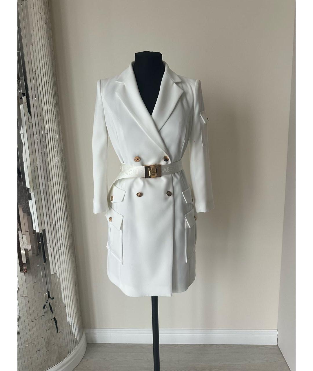 ELISABETTA FRANCHI Белое полиэстеровое повседневное платье, фото 8