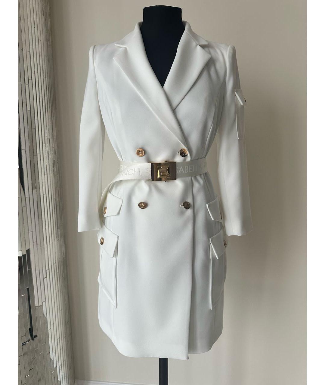 ELISABETTA FRANCHI Белое полиэстеровое повседневное платье, фото 3