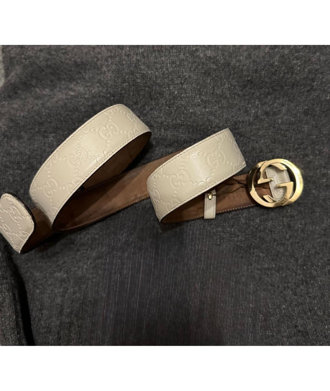 GUCCI Бежевый кожаный ремень, фото 2