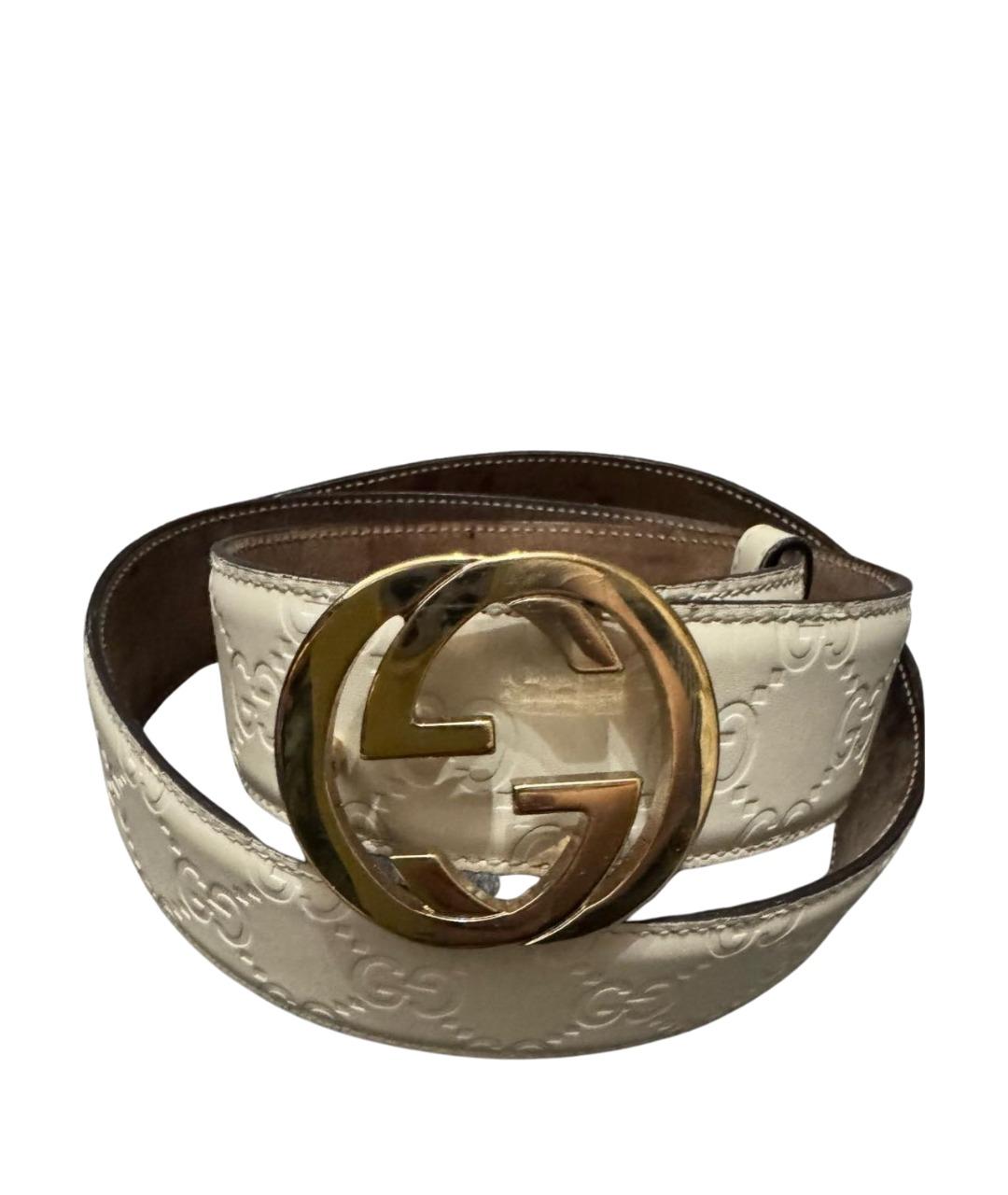 GUCCI Бежевый кожаный ремень, фото 1