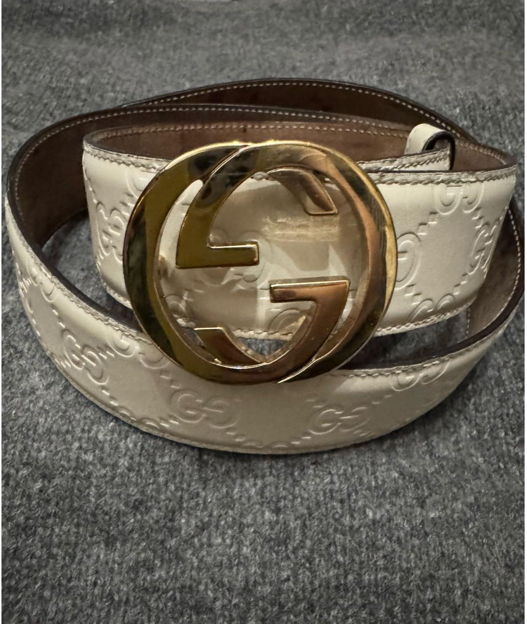 GUCCI Бежевый кожаный ремень, фото 4