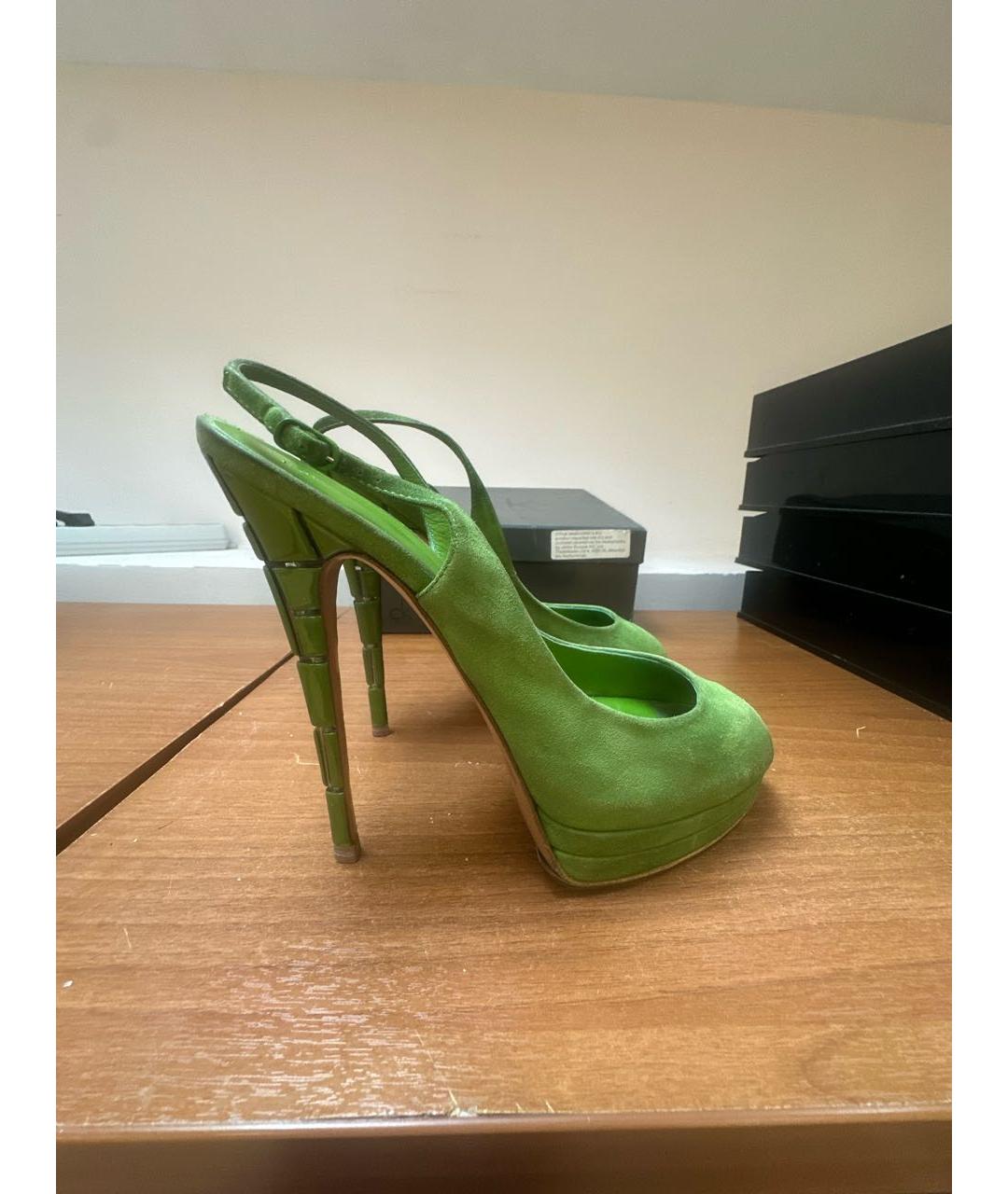 CASADEI Зеленые замшевые босоножки, фото 5