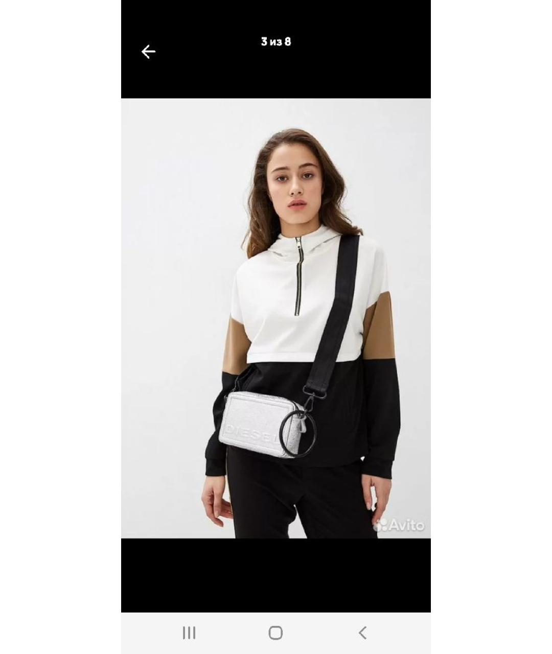 DIESEL Серебряная кожаная сумка через плечо, фото 4