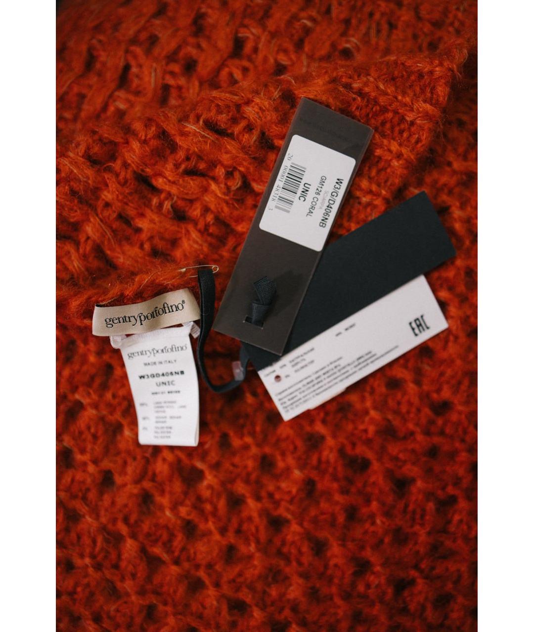 GENTRY PORTOFINO Коралловый шерстяной шарф, фото 4