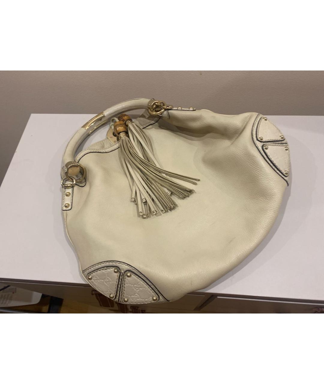 GUCCI Белая кожаная сумка через плечо, фото 6