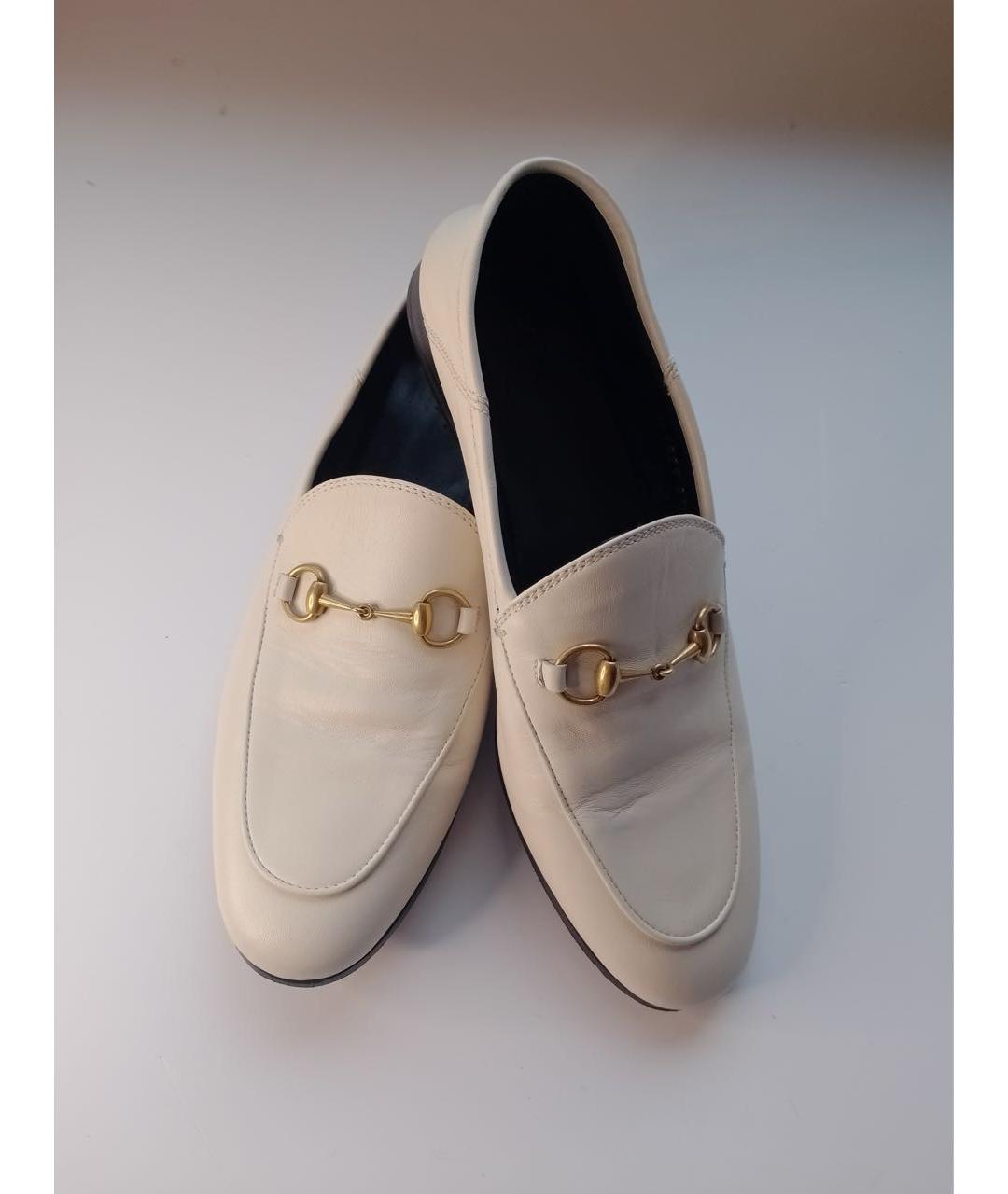 GUCCI Белые кожаные лоферы, фото 3