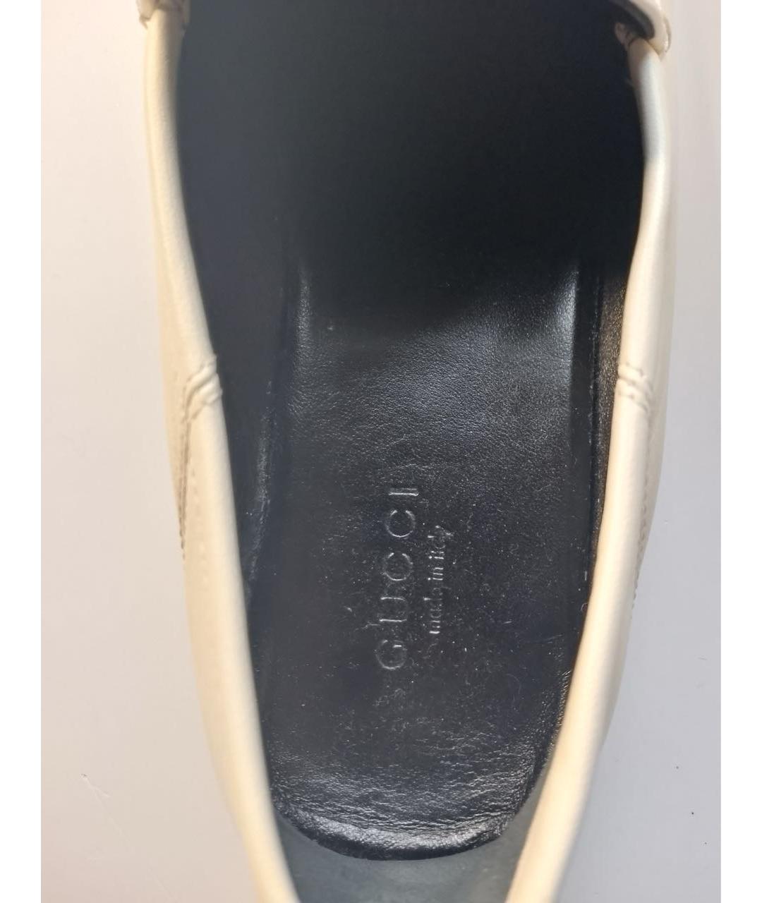 GUCCI Белые кожаные лоферы, фото 6