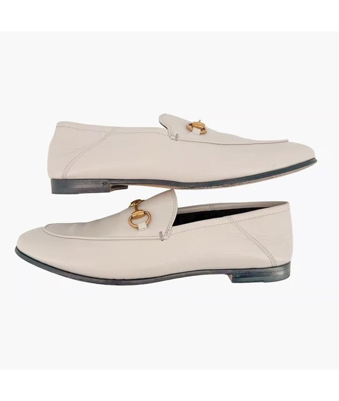 GUCCI Белые кожаные лоферы, фото 9