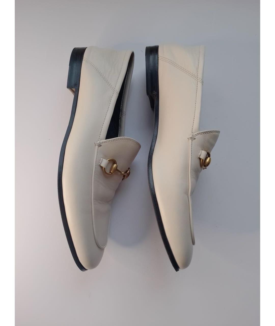 GUCCI Белые кожаные лоферы, фото 4