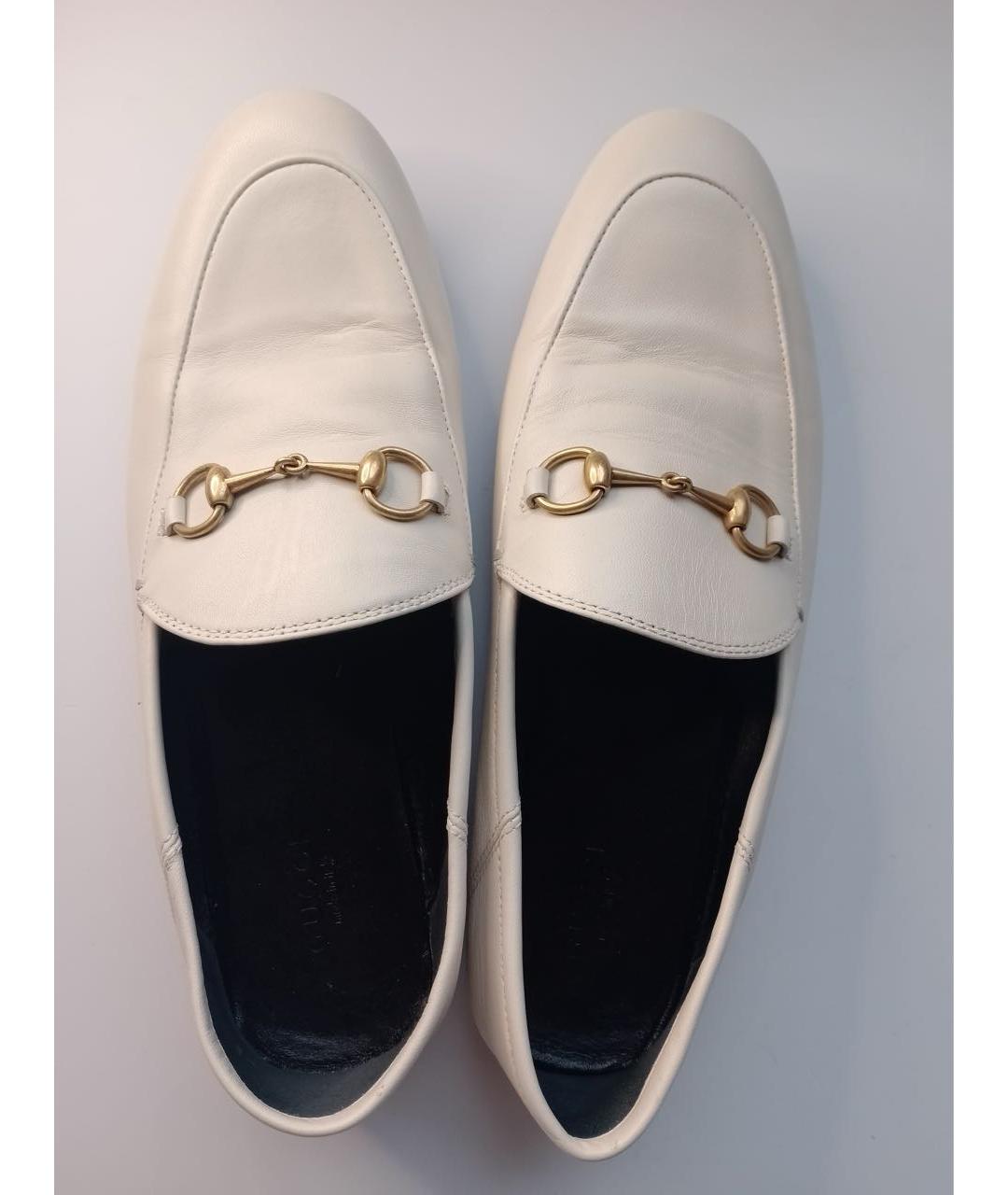 GUCCI Белые кожаные лоферы, фото 2