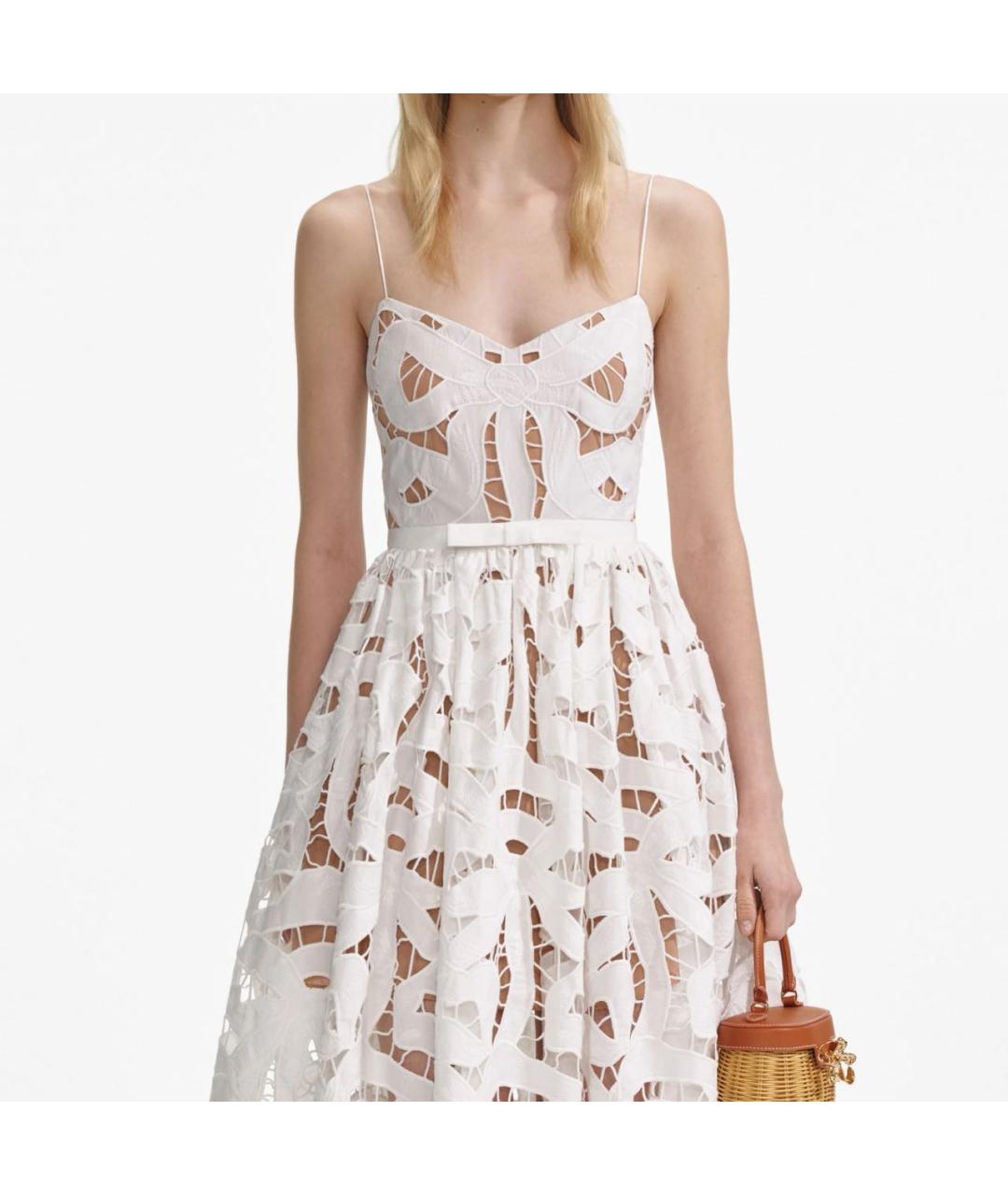 SELF-PORTRAIT Белое хлопковое повседневное платье, фото 3