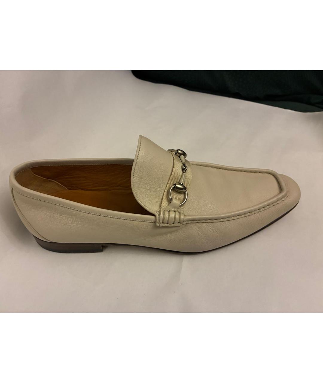 GUCCI Бежевые кожаные лоферы, фото 8