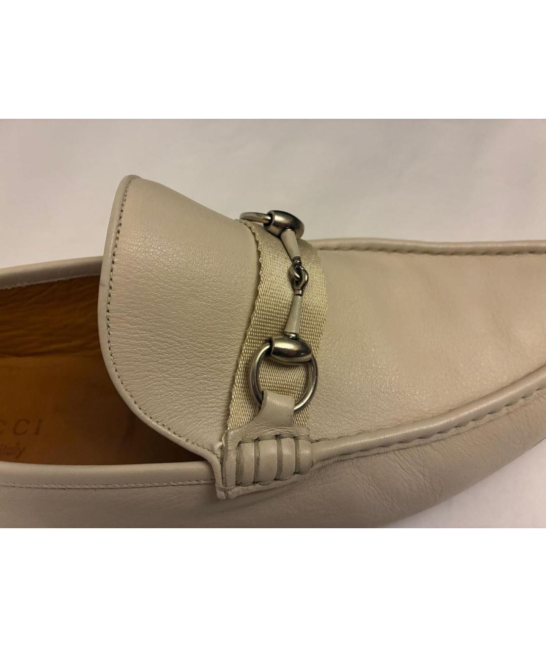 GUCCI Бежевые кожаные лоферы, фото 5