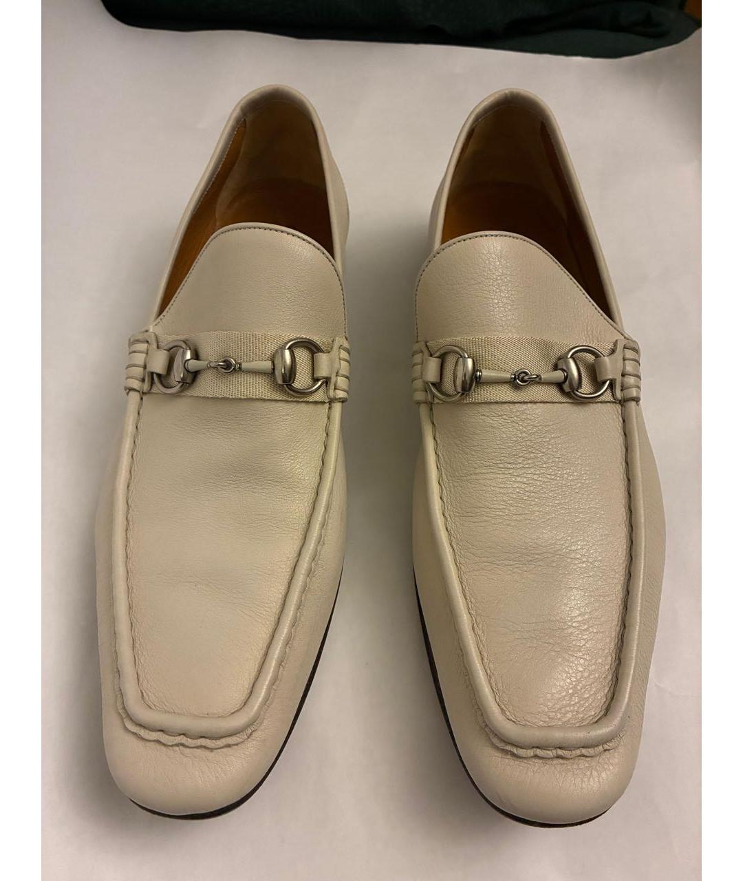 GUCCI Бежевые кожаные лоферы, фото 2