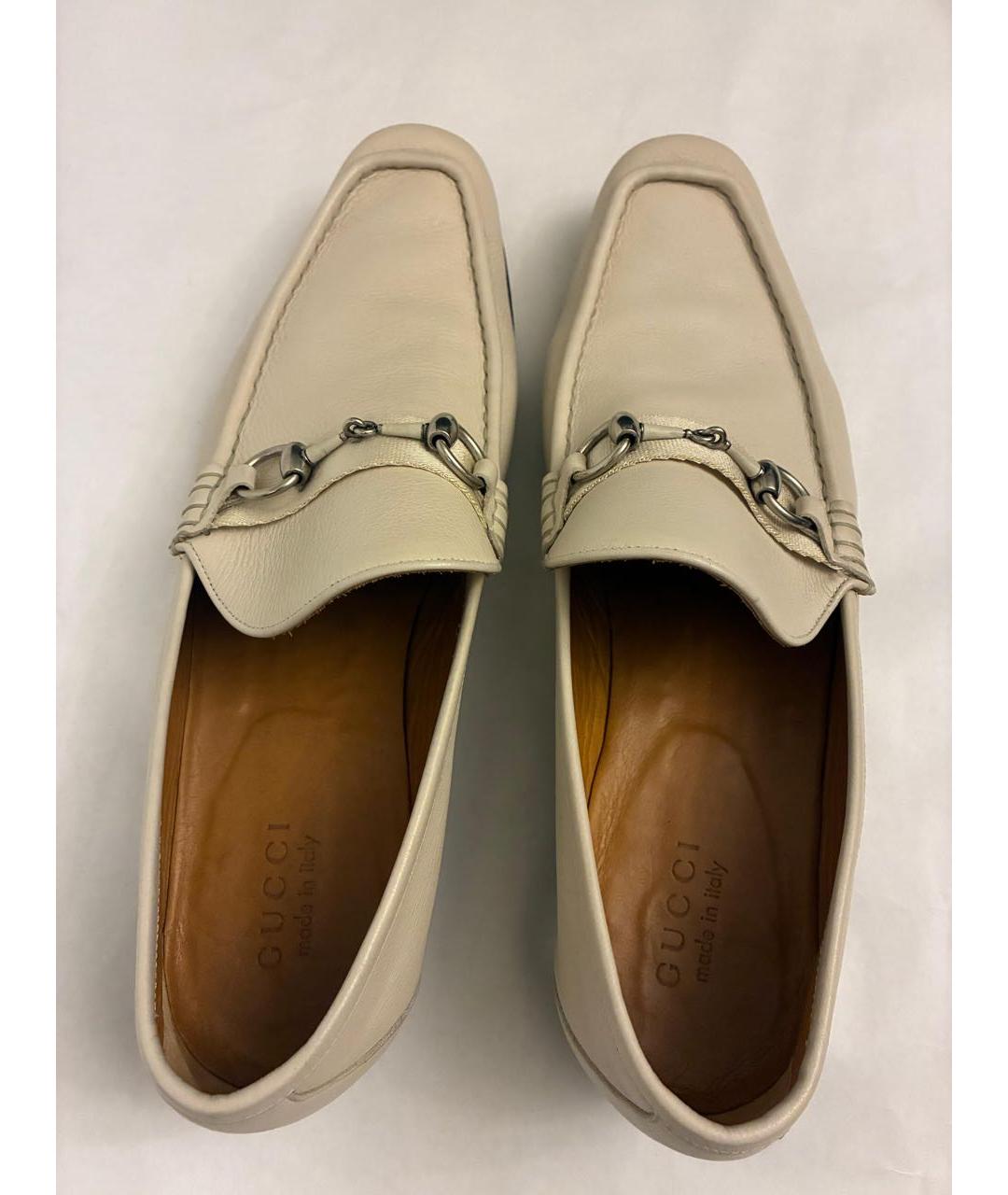 GUCCI Бежевые кожаные лоферы, фото 3