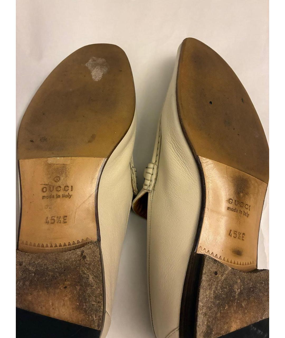GUCCI Бежевые кожаные лоферы, фото 6