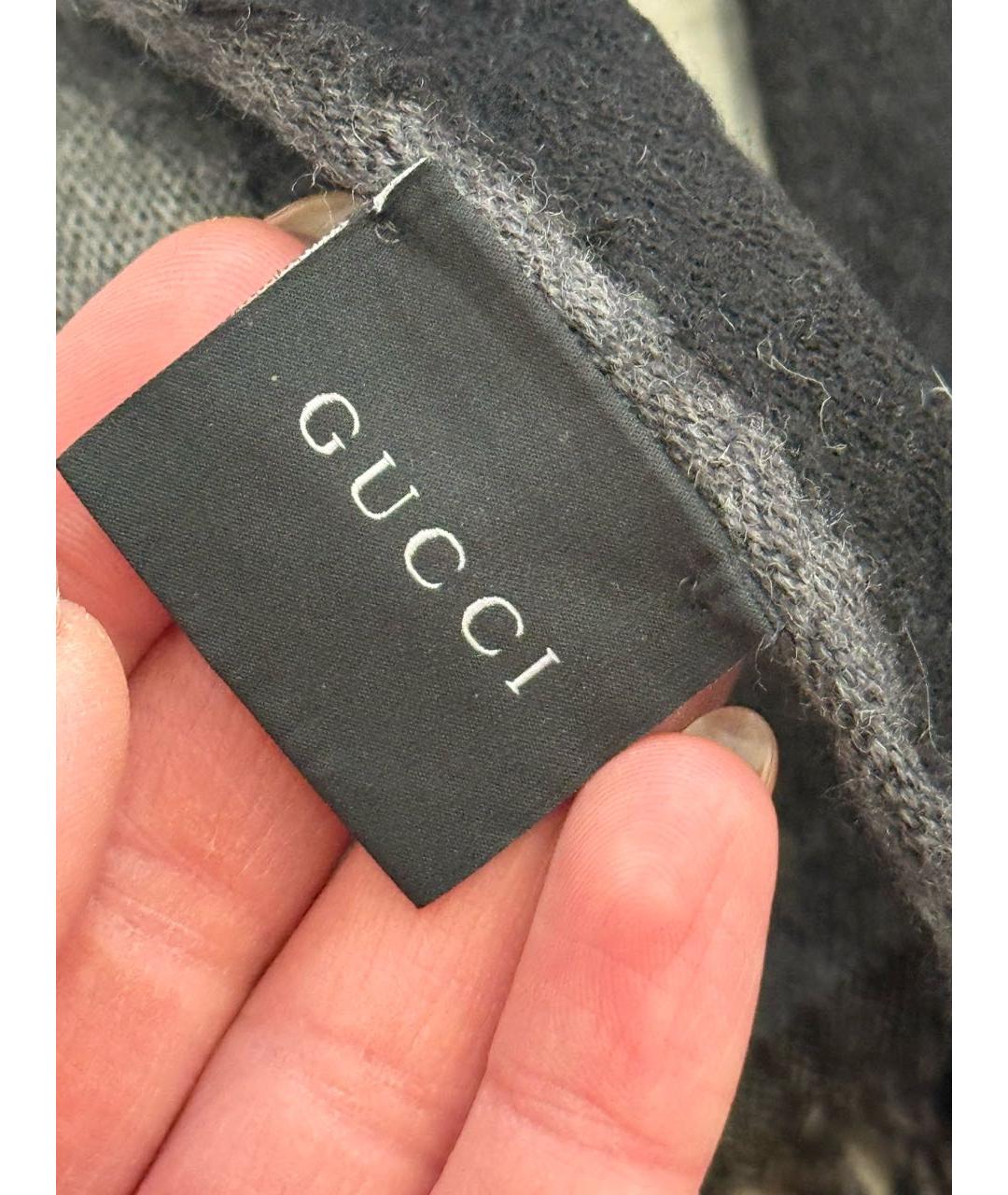 GUCCI Коричневый шерстяной шарф, фото 4