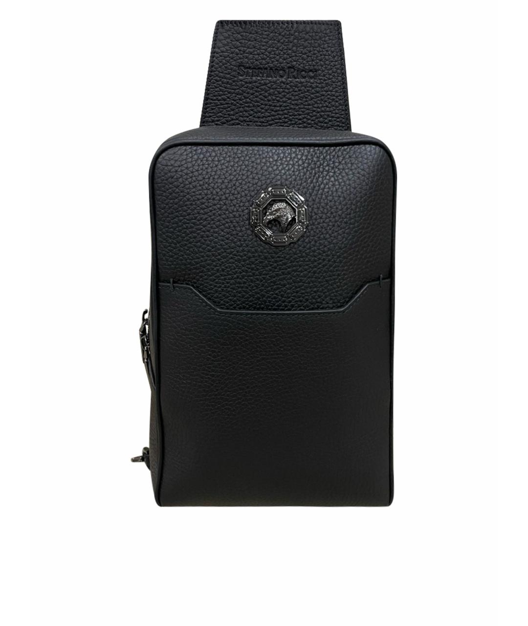 STEFANO RICCI Черная кожаная сумка на плечо, фото 1