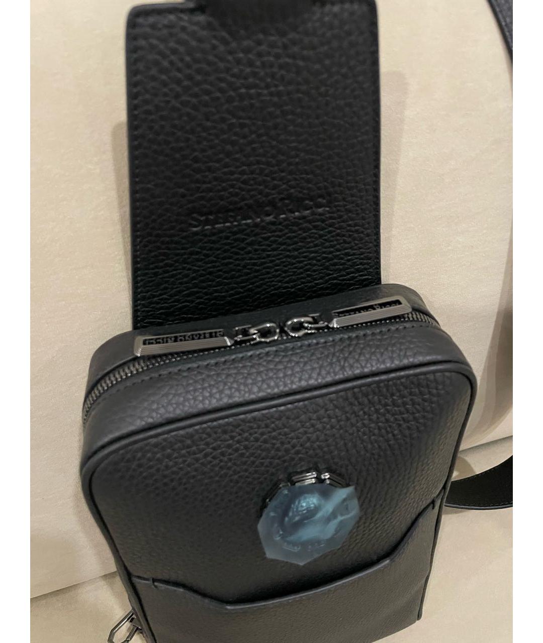 STEFANO RICCI Черная кожаная сумка на плечо, фото 2