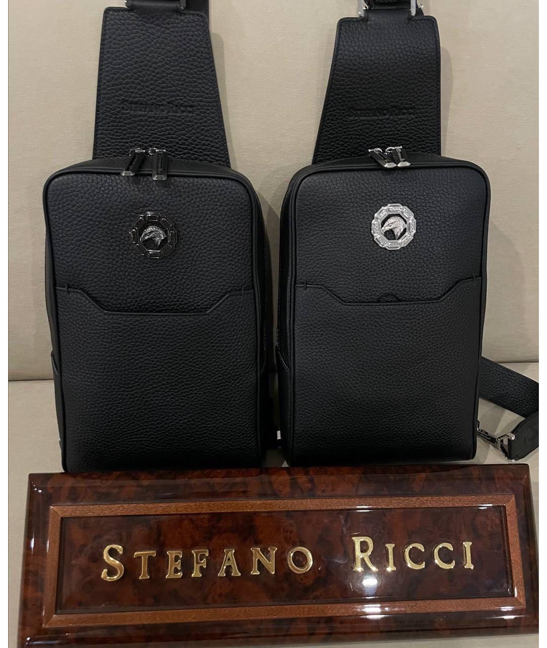 STEFANO RICCI Черная кожаная сумка на плечо, фото 5