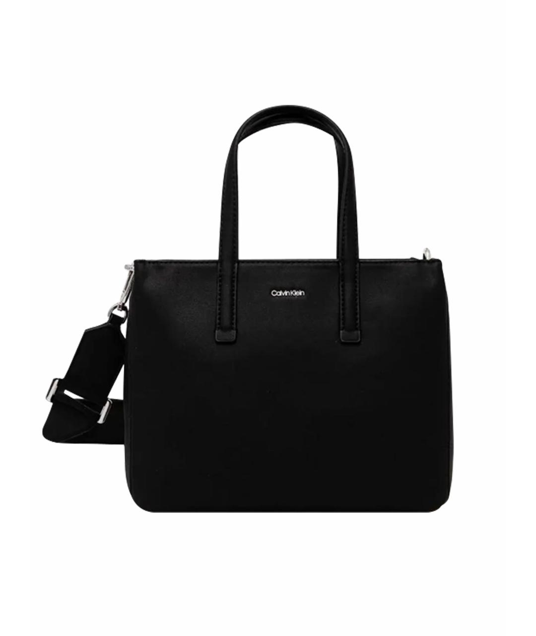 CALVIN KLEIN Черная сумка тоут из искусственной кожи, фото 1
