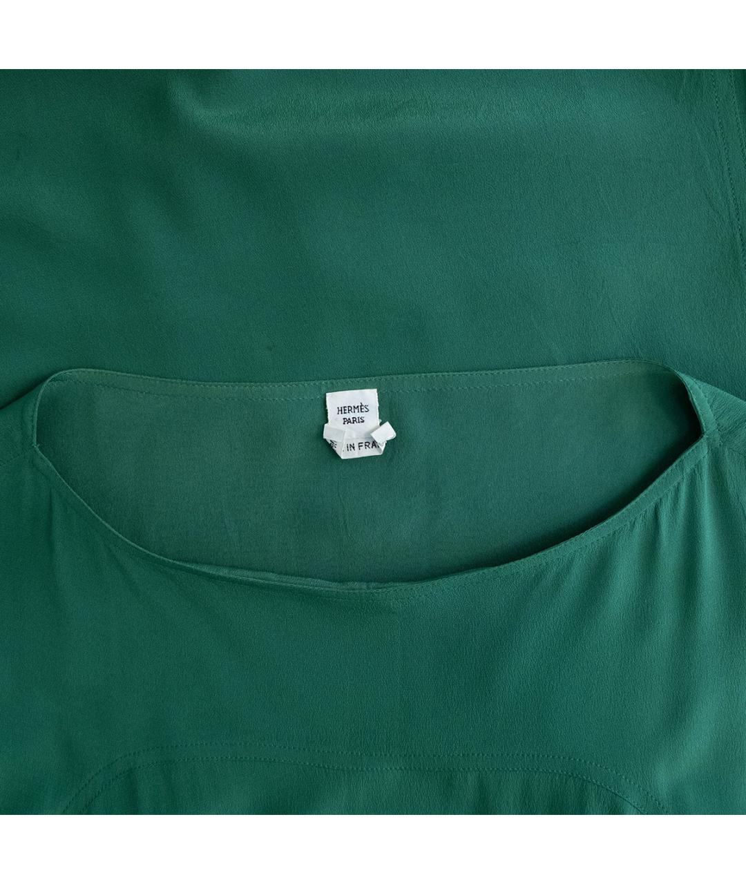 HERMES Зеленые шелковое повседневное платье, фото 3