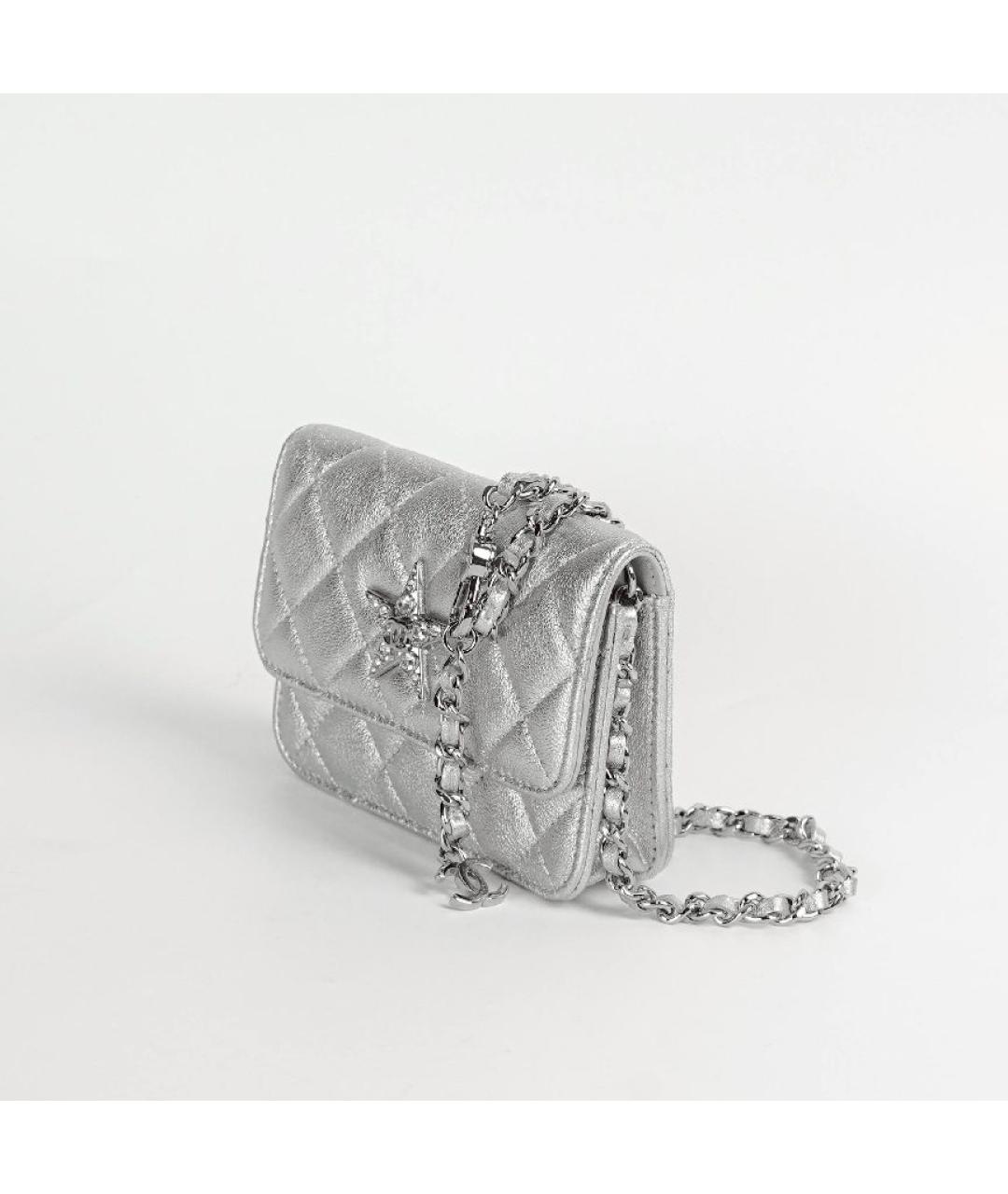 CHANEL Серебряная кожаная сумка через плечо, фото 4