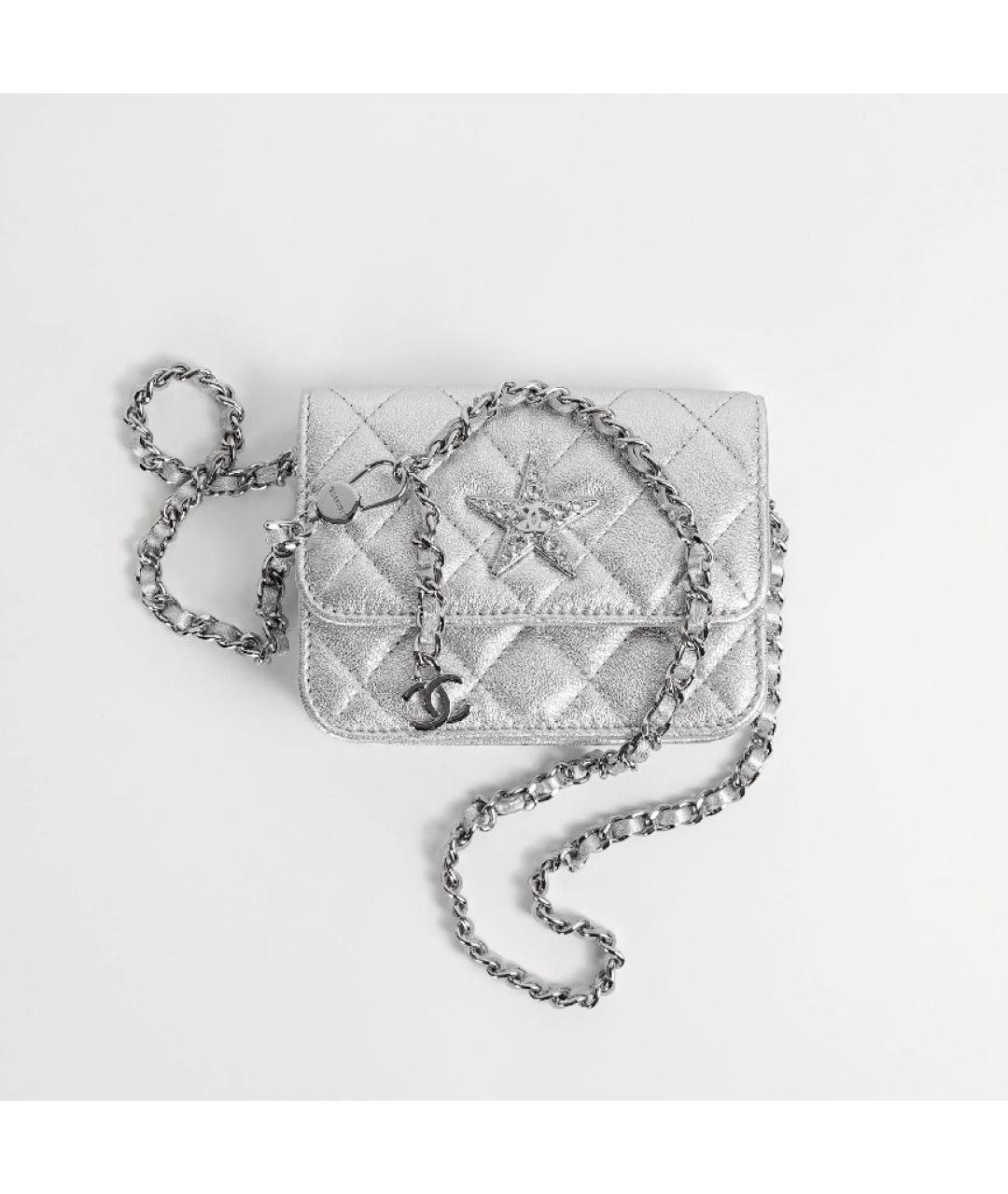 CHANEL Серебряная кожаная сумка через плечо, фото 5