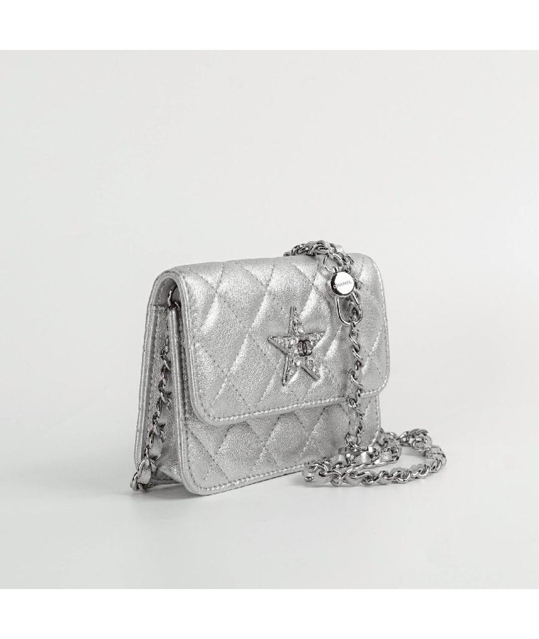 CHANEL Серебряная кожаная сумка через плечо, фото 7