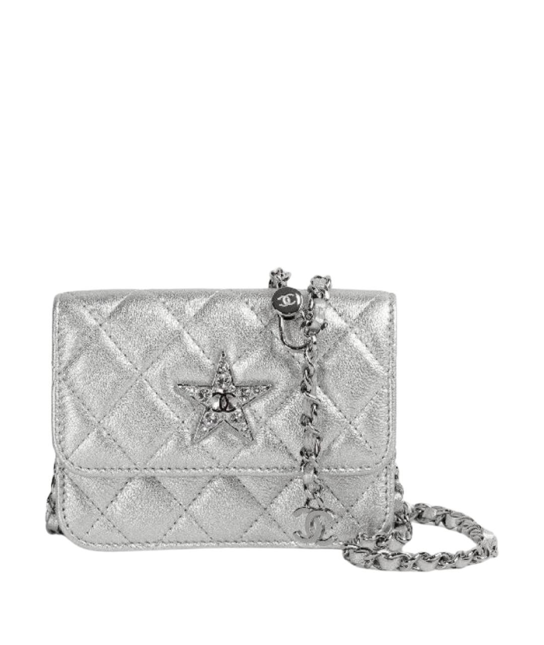CHANEL Серебряная кожаная сумка через плечо, фото 1
