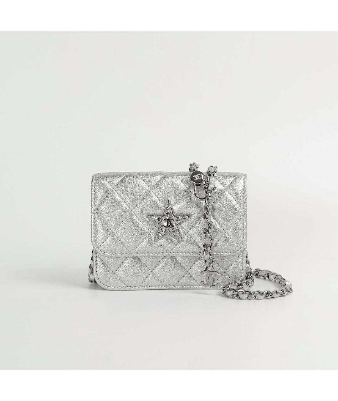 CHANEL Серебряная кожаная сумка через плечо, фото 10