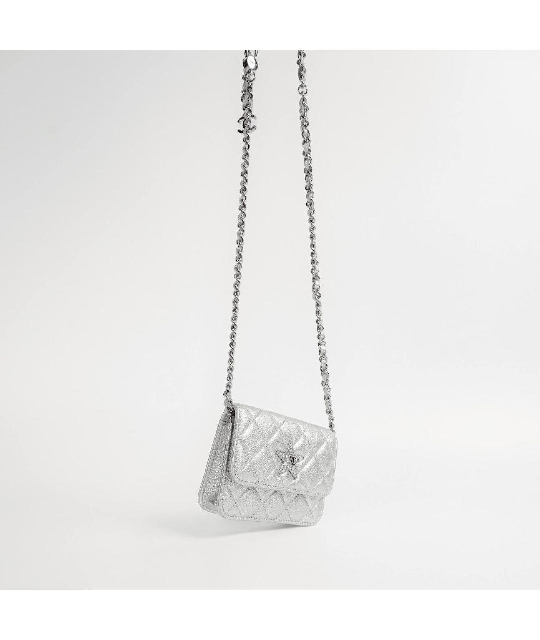 CHANEL Серебряная кожаная сумка через плечо, фото 3
