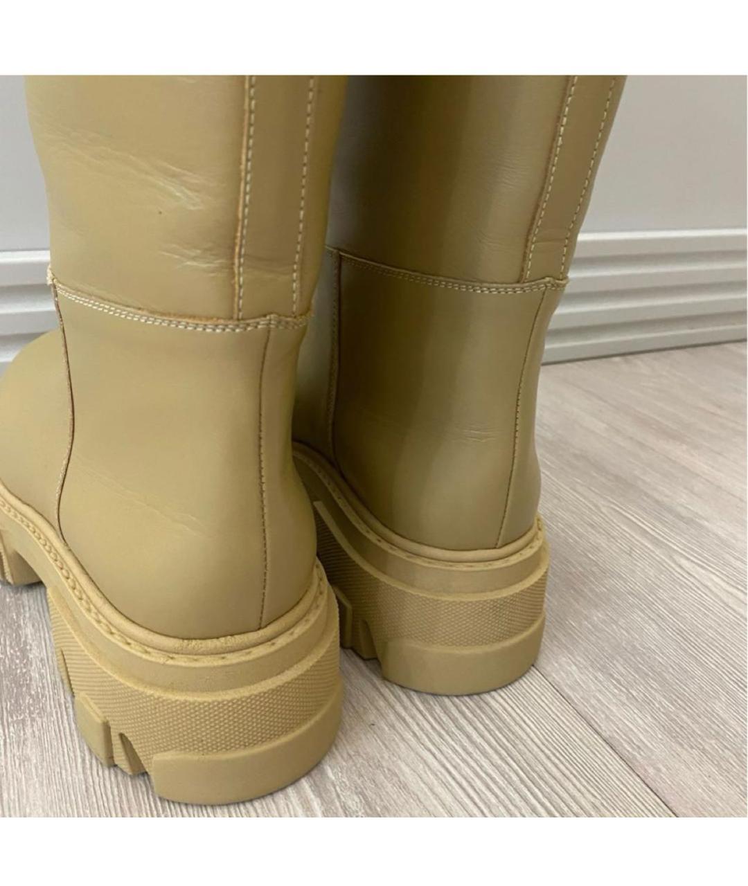 GIABORGHINI Бежевые кожаные сапоги, фото 4