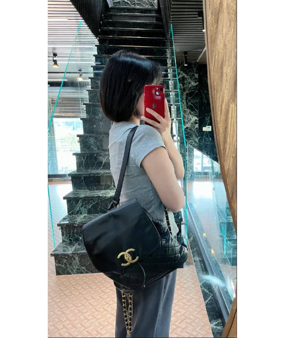 CHANEL Черный кожаный рюкзак, фото 5