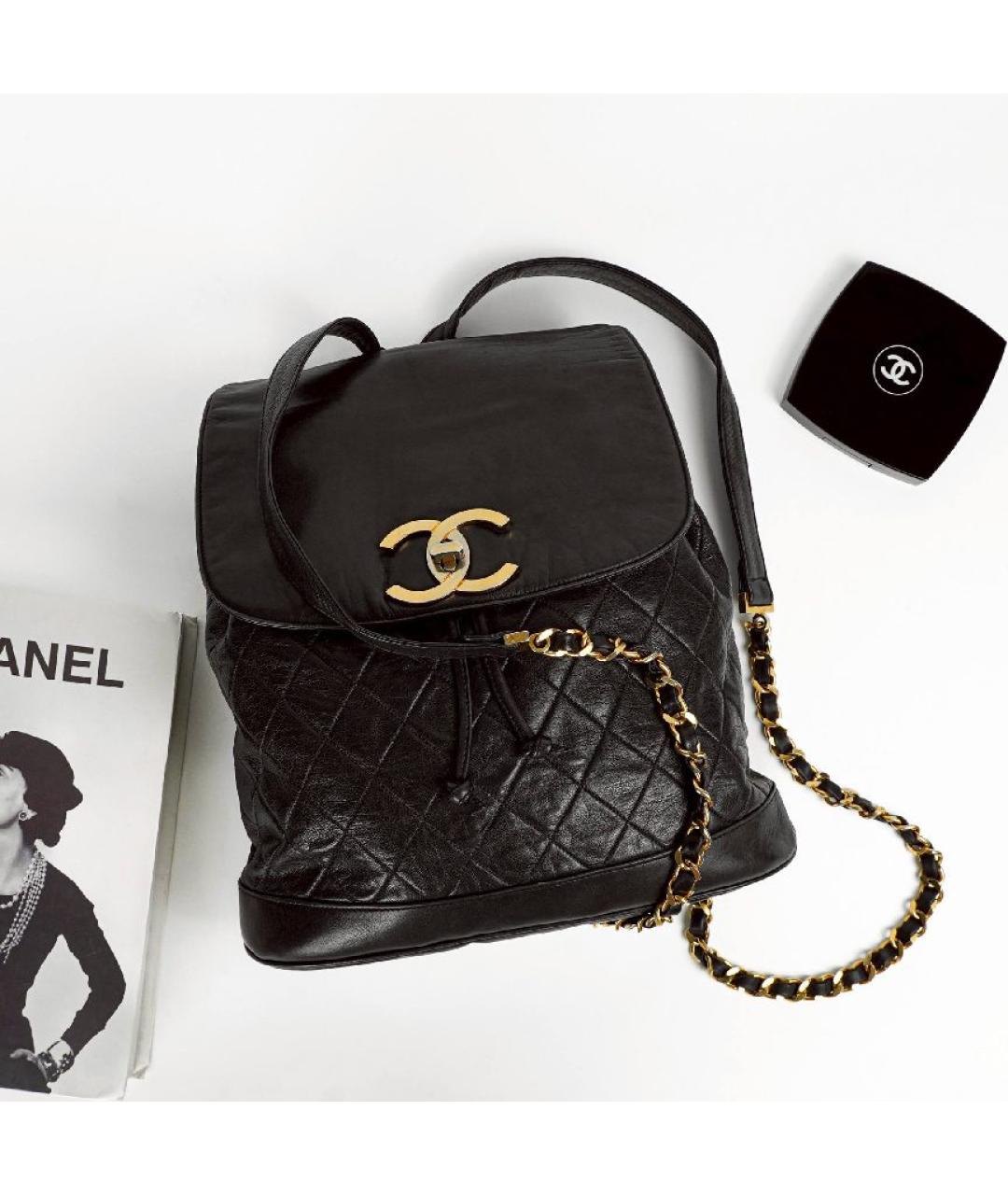 CHANEL Черный кожаный рюкзак, фото 8