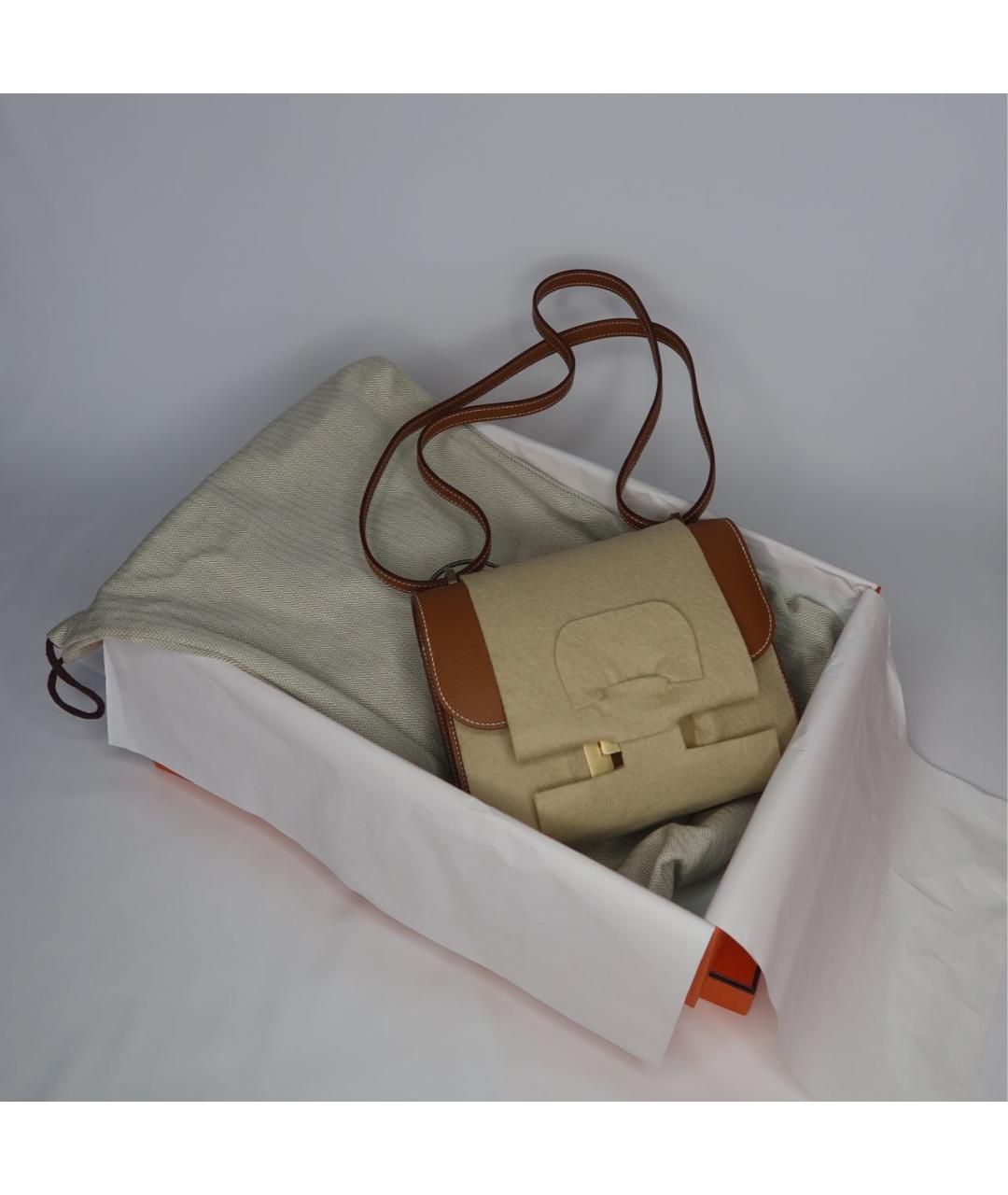 HERMES Золотая кожаная сумка через плечо, фото 6